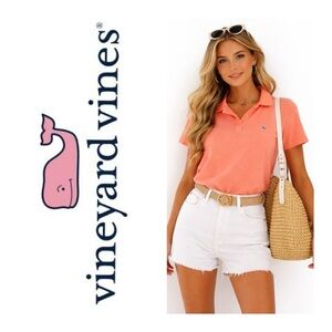 VINEYARD VINES Vibrant Peachy Orange Polo T Shirt